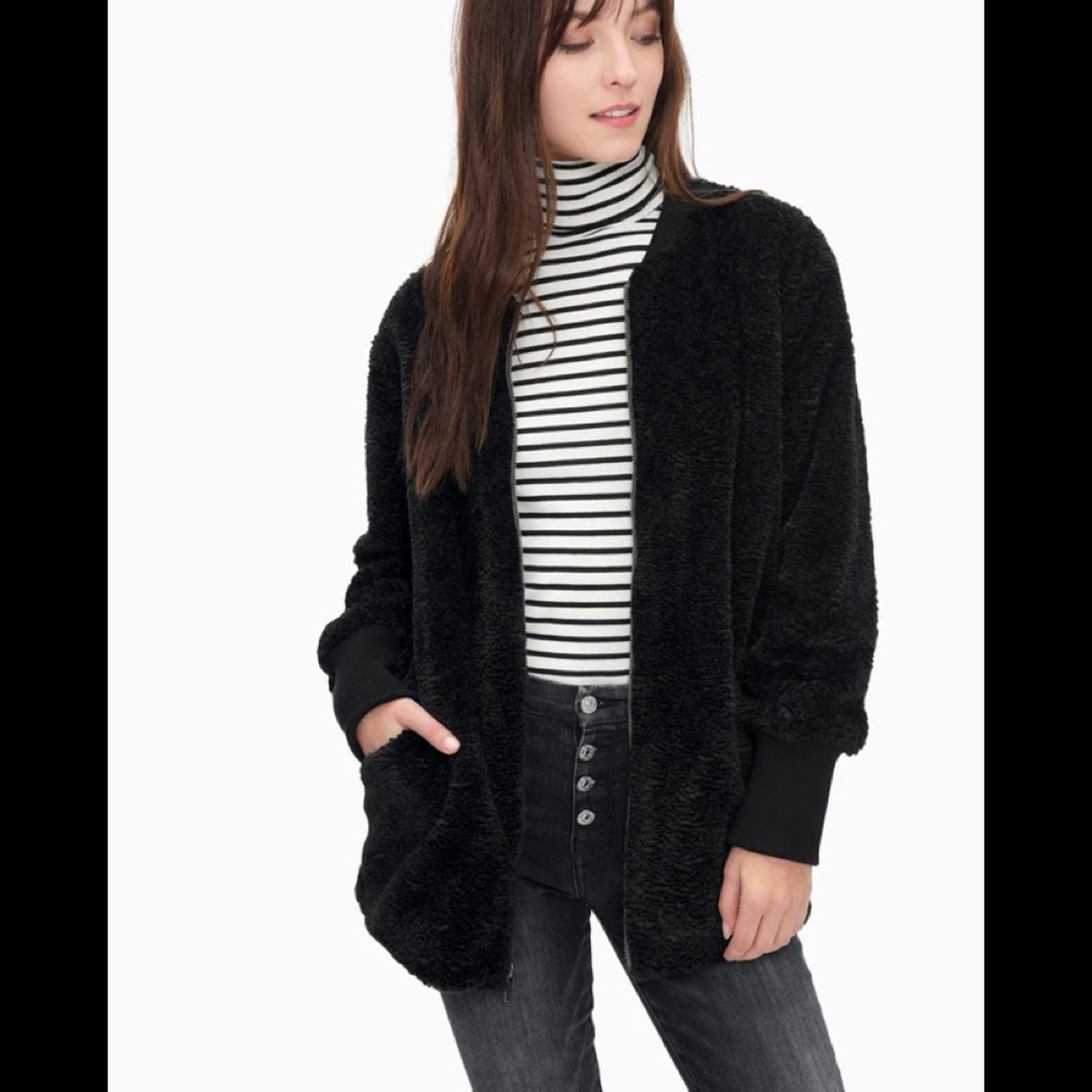 NEW Splendid 
Grammercy Faux Fur Jacket Black